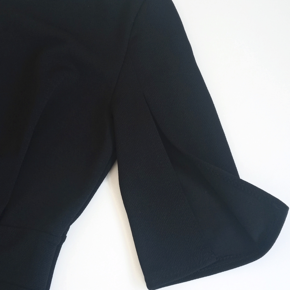 *Relisted* BooHoo "Nelly" Black Bodycon Mini Wiggle Dress 3/4 Split Sleeves 4 - Picture 7 of 10